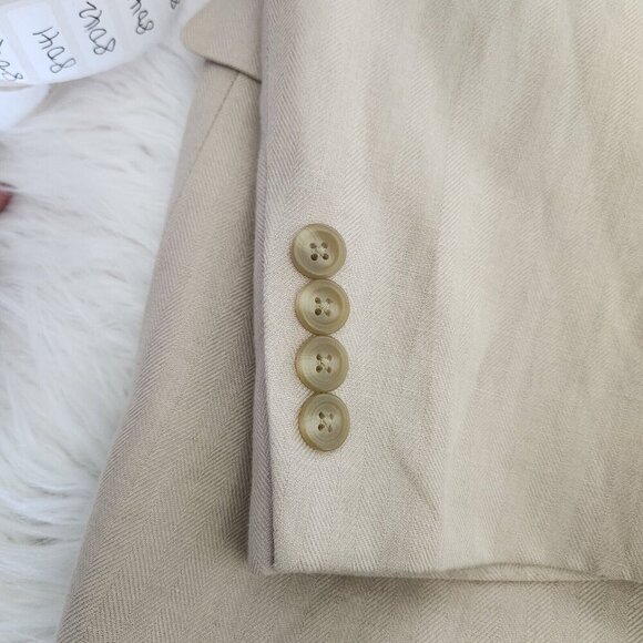 Chaps Blazer Sportcoat Mens‎ Sz 48L Beige Linen Blend 2 Button Center Vent - Picture 9 of 14